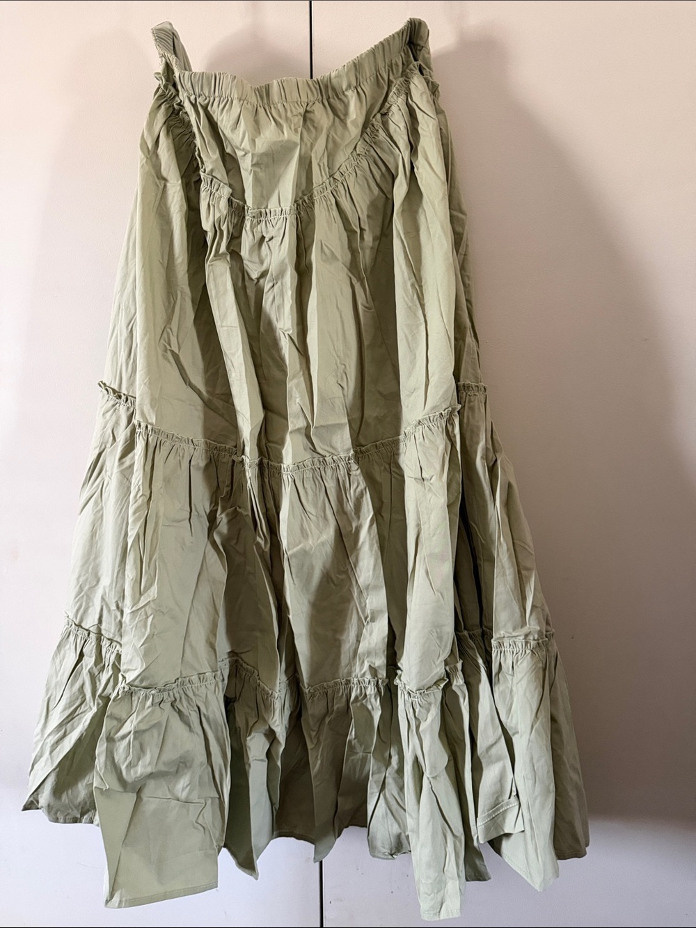 bohme Light Sage Tiered Maxi Skirt
